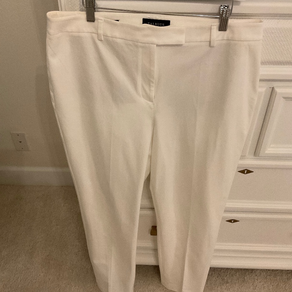 Talbots High Waist Straight Pant curvy cream color size 14
